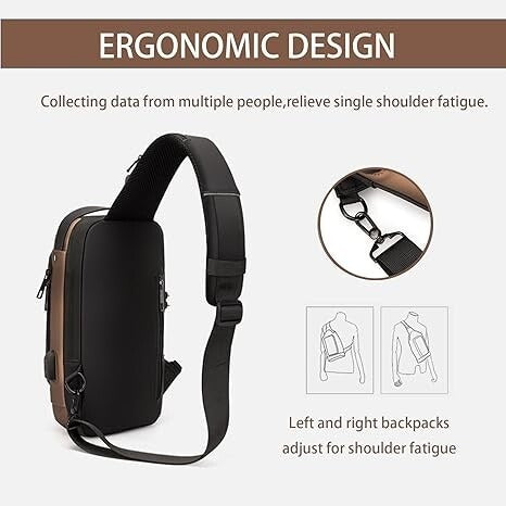 Men S Waterproof Motorcycle Chest Bag - Anti-Theft Shoulder Bag  Oxford Fabric.