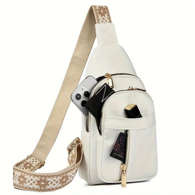 Vintage Style Women's Chest Bag,  Non-Waterproof Zippered Crossbody Bag