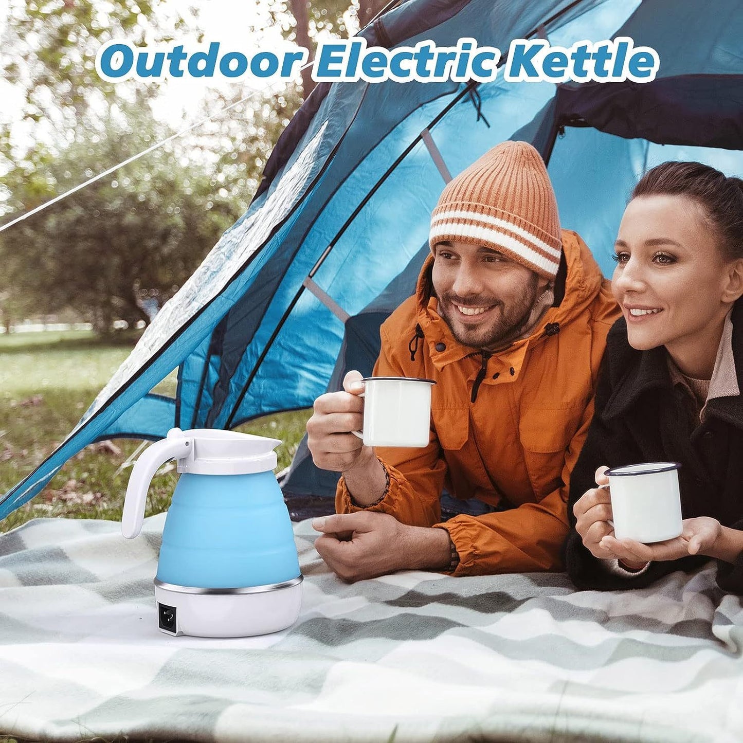 Foldable Electric Kettle, Camping Kettle, Mini Travel Kettle, Silicone Electric Water Boiler.