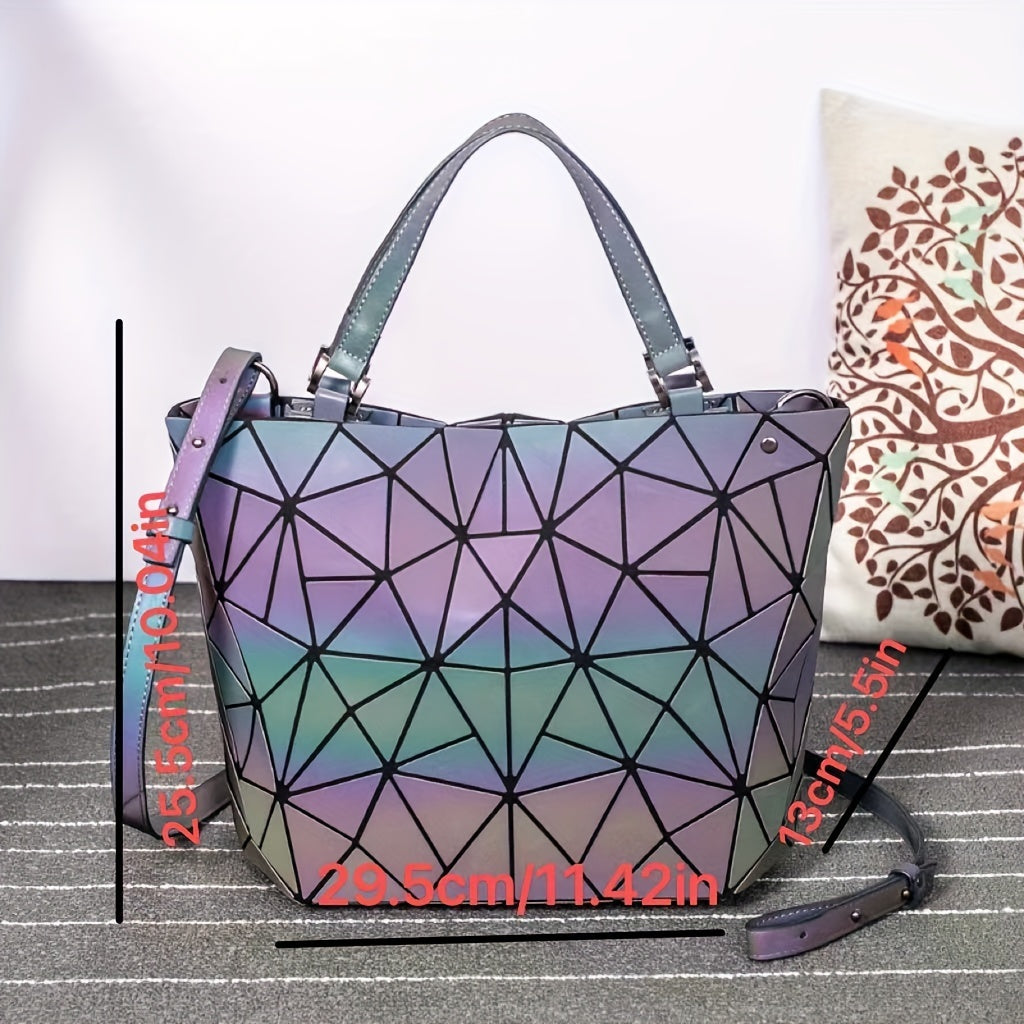 Women Vintage Rhombic Shoulder Bag, Crossbody Bag, Bucket Tote Bag,