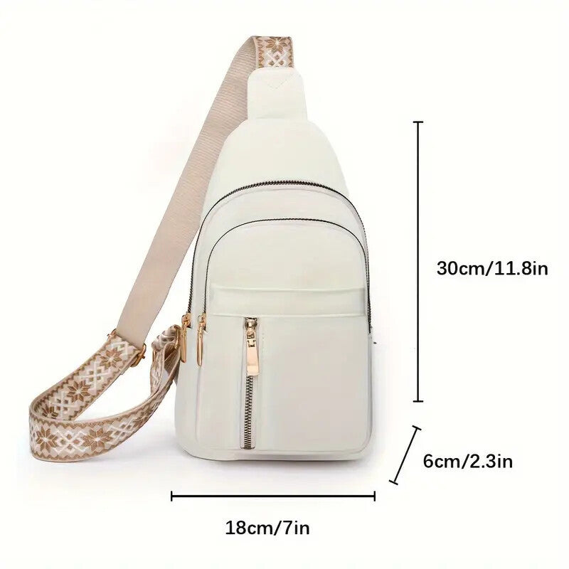 Vintage Style Women's Chest Bag,  Non-Waterproof Zippered Crossbody Bag