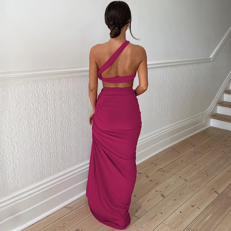 Women Backless, strapless and slit skirt