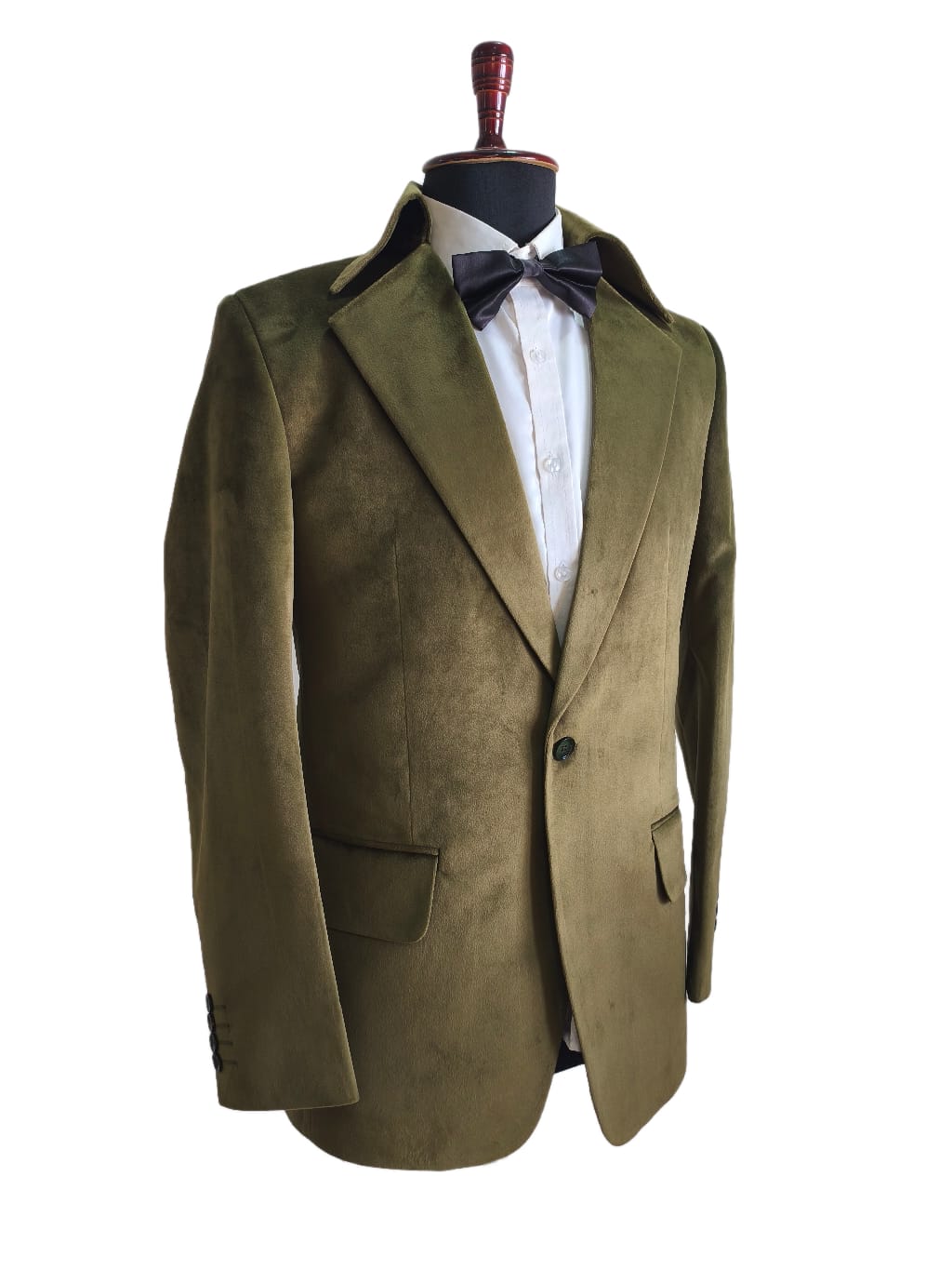 Men Olive green Velvet coat Jacket
