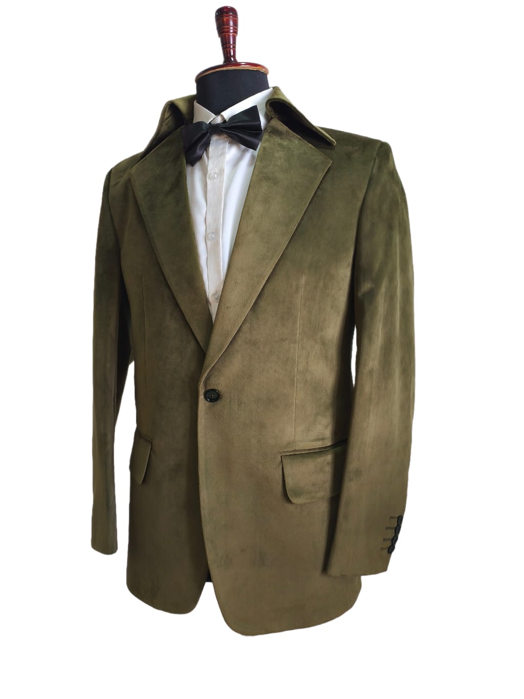 Men Olive green Velvet coat Jacket