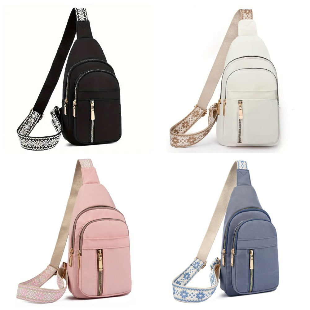 Vintage Style Women's Chest Bag,  Non-Waterproof Zippered Crossbody Bag