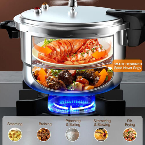 7L Aluminium Pressure Cooker Quick With Lid Latch Indicator Explosion-Proof