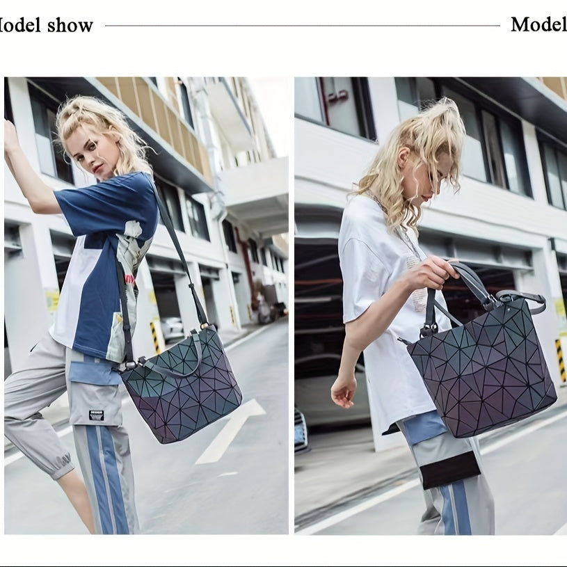 Women Vintage Rhombic Shoulder Bag, Crossbody Bag, Bucket Tote Bag,